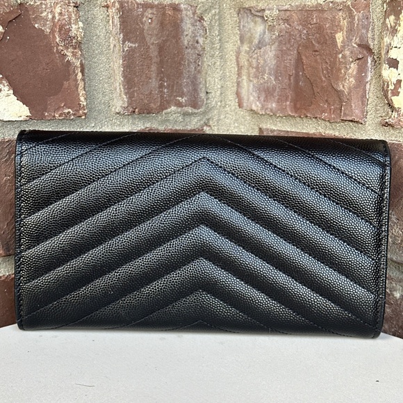 SOLD YSL Monogram Large Flap Wallet in Grained Leather - Picture 5 of 9